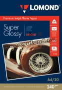 Фотобумага Lomond А4 (1105100), суперглянцевая(Super Glossy Bright), 240 гр/20 л, для струйной печати