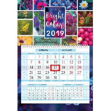 Календарь квартальный моноблочный 2019 Яркое настроение