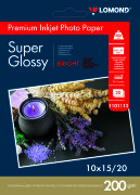 Фотобумага Lomond А6(10*15) (1101113), суперглянцевая(SuperGlossy Bright), 200 гр/20 л, для струйной печати