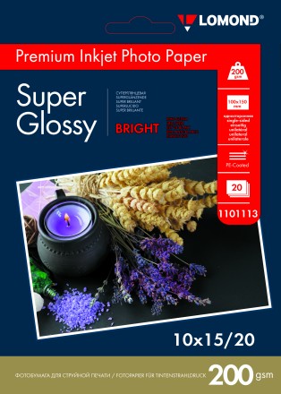 Фотобумага Lomond А6(10*15) (1101113), суперглянцевая(SuperGlossy Bright), 200 гр/20 л, для струйной печати