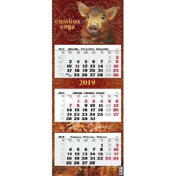Календарь квартальный 2019, премиум "Символ года"