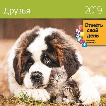 Календарь настенный перекидной 2019, "Друзья", с наклейками